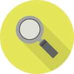 magnifying glass surrounded by yellow circle